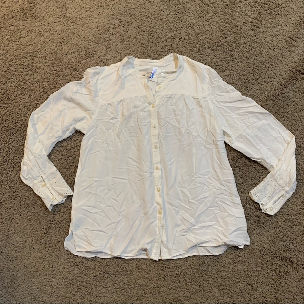 NWT LOFT Ivory Blouse Boho Sleeve Small Petite
